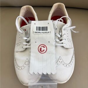White Women's Leather Wingtip Sneakers by (unknown)